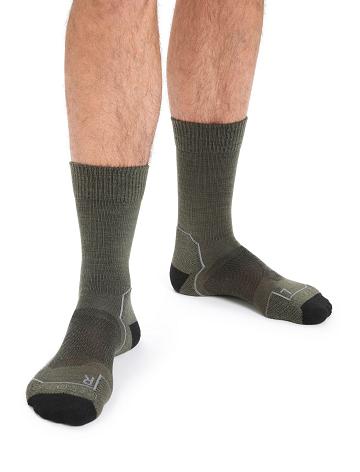 Chaussettes Icebreaker Merino Hike+ Light Crew Homme Vert Olive Noir | FR 1042FDNM